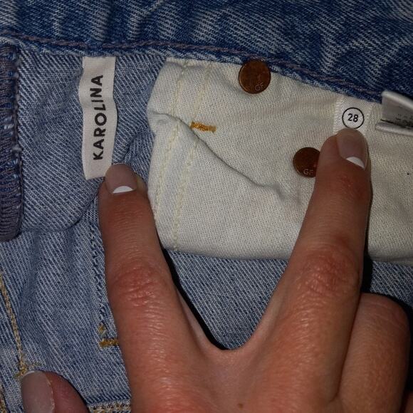 NWT GRLFRND "Karolina" Distressed High Rise Straight Crop Jeans Size 28 - Picture 9 of 9